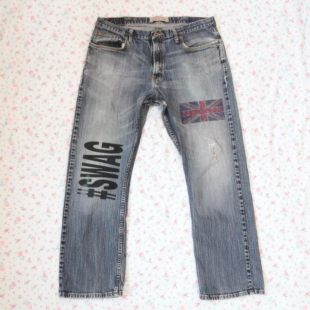 custom graphic bootcut jeans
